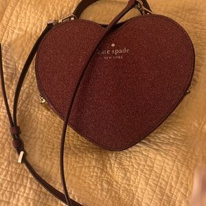 kate spade Glitter Heart Crossbody Bag in Wine